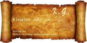 Kindler Géza névjegykártya